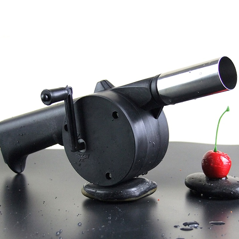 25*8cm Cooking Useful Outdoor Useful Hand Crank Barbecue Fan Air Blower Cooking BBQ Briquettes Black Air Blower