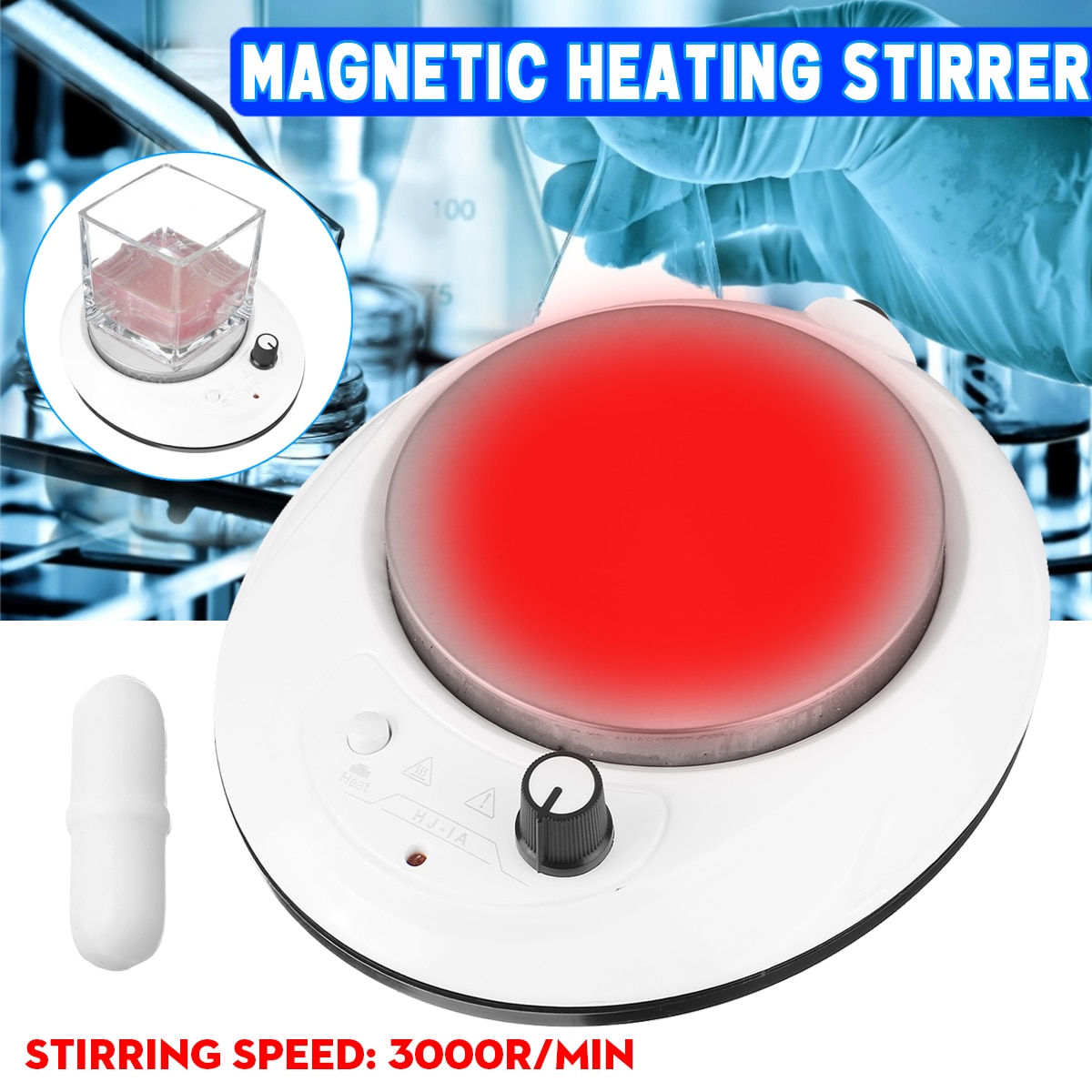 220V 1000Mlmagnetic Verwarming Roerder Magnetische Verwarming Roerwerk Stirrer Kookplaat Eu Plug Laborator Stirrering Machin Met Roer Bar