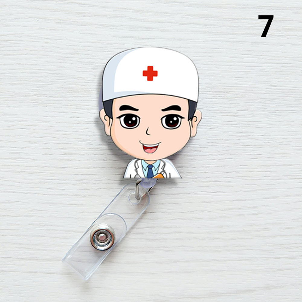 Leuke cartoon id-kaarthouder met oprolmechanisme, uitschuifbare kaarthouder voor kantoorartikelen, kaarthouder, naamkaarthouder, badgehouder.: Grijs