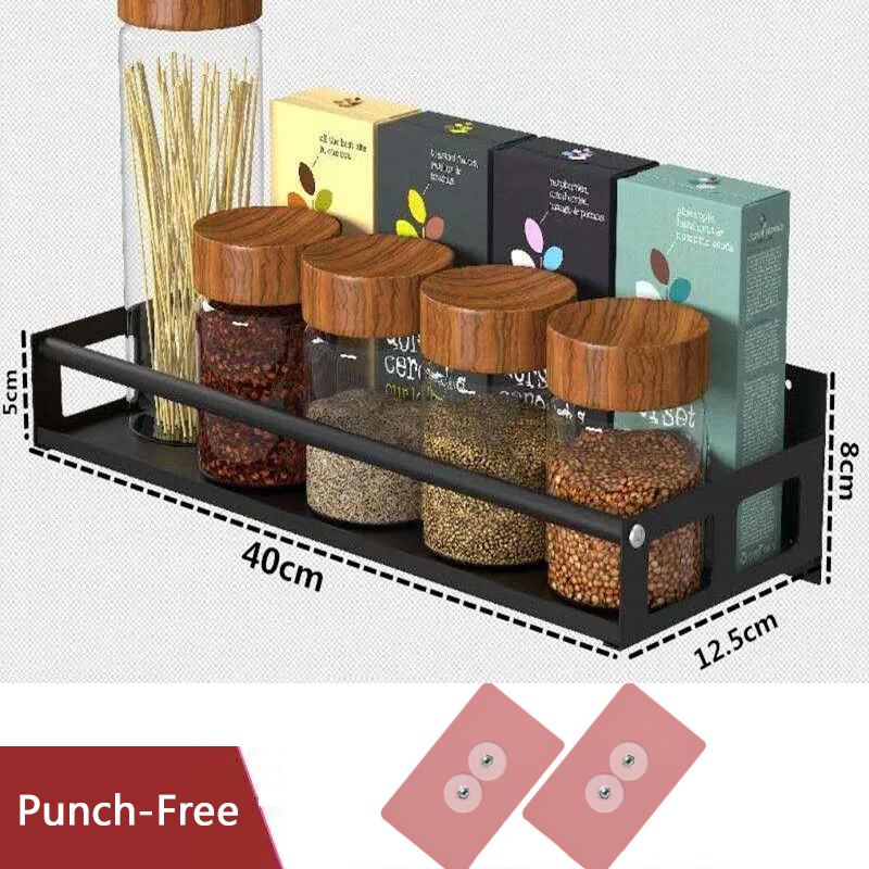 Keuken Kruidenrek Rvs Muur Gemonteerde Opslag Planken Kruiden Fles Rack Badkamer Punch-Gratis Organizer Rack: Dark Gray