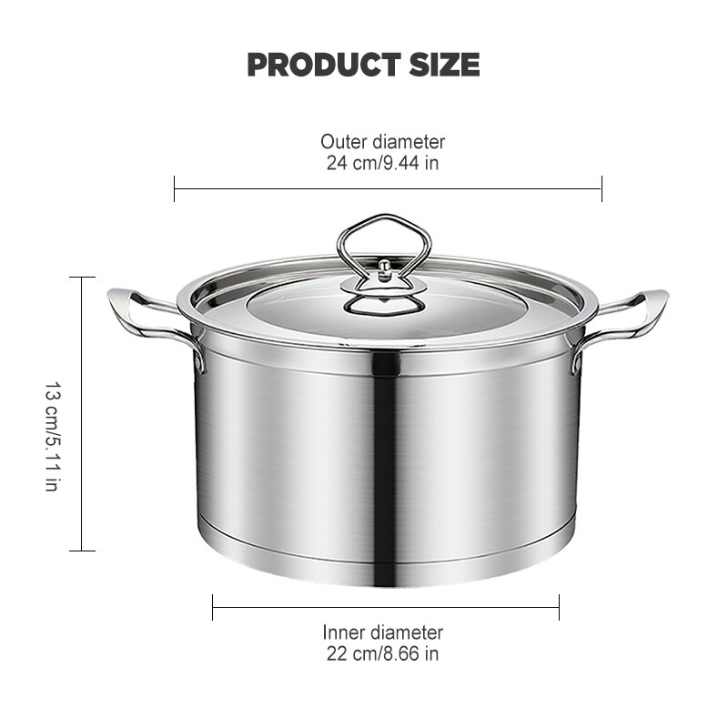Niet-Magnetische Soeppan Rvs Dubbel Handvat Kookpot Samengestelde Bodem Non Stick Pan Europese Stijl Keuken kookgerei: B 24cm