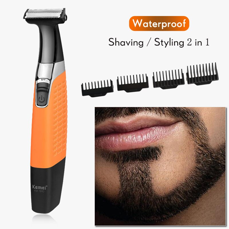 Kemei tondeuse à barbe barbier tondeuse à cheveux en forme de T Machine de découpe coupe de cheveux hommes rasoir une lame sans fil tondeuse mâle
