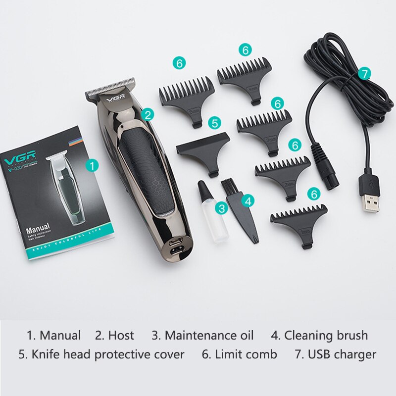 USB Rechargeable Pro tondeuse à cheveux électrique sans fil rasage cheveux nez barbe Machine de découpe tondeuses barbier pour adultes enfants chauds: USB