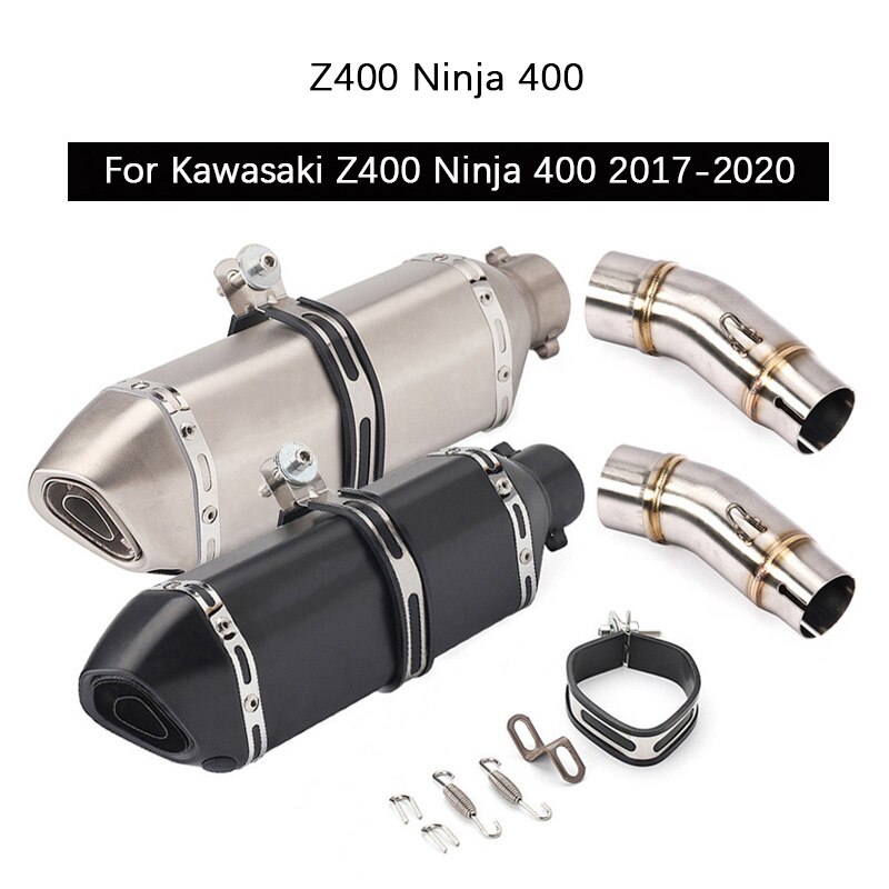 Voor Kawasaki Z400 Ninja 400 Uitlaatpijp Slip Op Motorfiets 51Mm Escape Mid Staart Pijp Verwijderbare db Killer Uitlaat