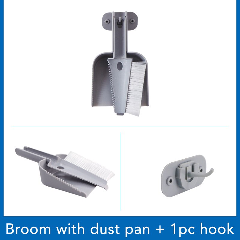 Plastic Mini Broom And Dustpan Desktop Sweep Cleaning Brush Dustpan And Brush For Cleaning Table Window Keyboard Kitchen: broom set and 1 hook