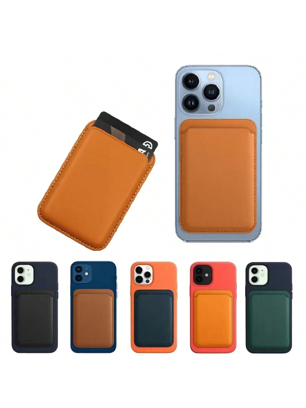 Magnetyczne etui na karty, portfel magnetyczny, kompatybilne z MagSafe dla iPhone'a serii 14/13/12, dla Apple Magnetic Phone Case, PU Car