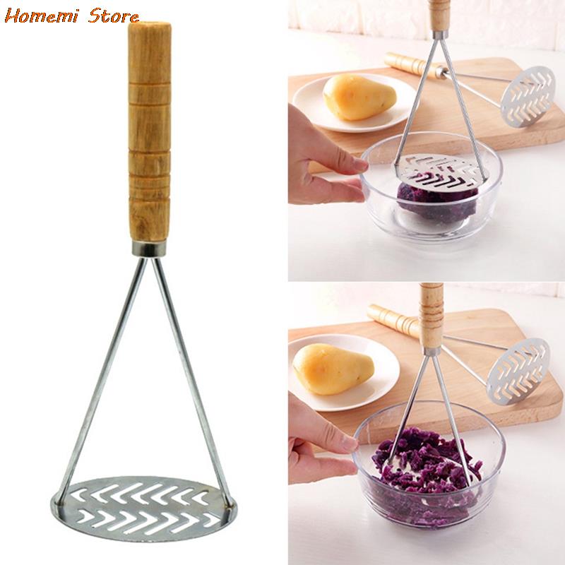 Smooth Mashed Potatoes Fruit Vegetable Tools Press Crusher Potato Masher Stainless Steel Pusher Broad Mashing Plate