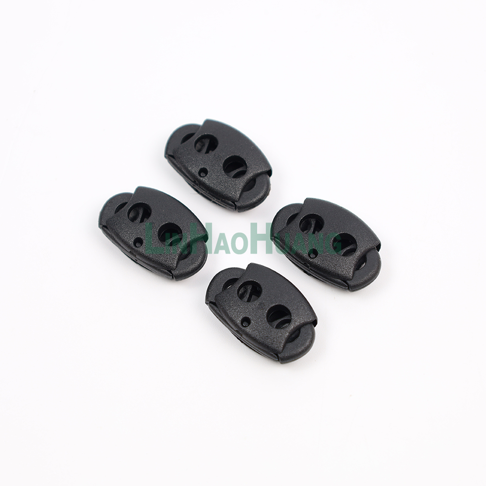 100pcs/Lot Black POM Plastic Ball Cord Lock Toggles Plastic 2 Hole Spring Stoppers 5mm Bungee Shock Cord