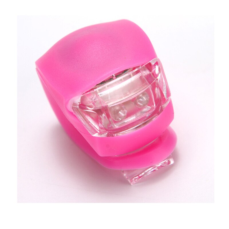 Luces de bicicleta, cabeza LED de silicona rueda de luz delantera de la bicicleta trasera, luz de ciclismo impermeable, luces de advertencia de scooter para niños: Pink shell wh light