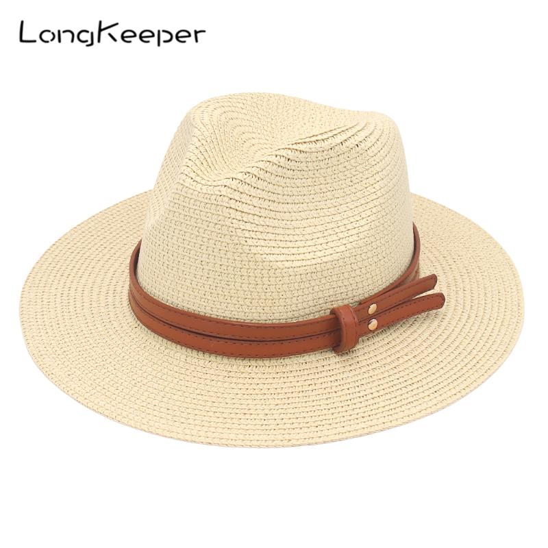 Chapeau d'été en paille pour femmes et hommes, à large bord, solide, Panama, pour la plage, décontracté, fait à la main, Protection UV