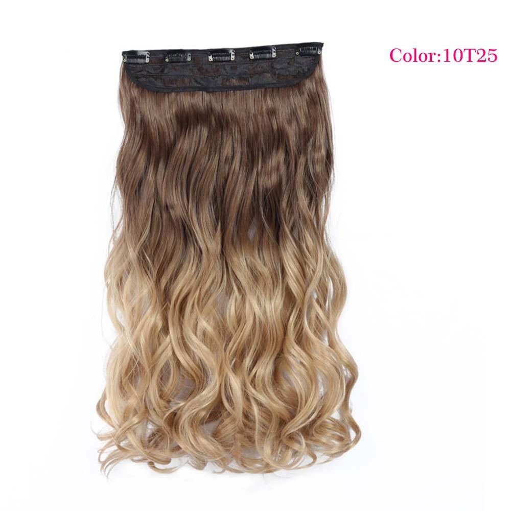 Valenwigs 22 '' lang bølget clip in on one piece syntetisk hair extensions ombre color 5 clips one piece krøllet frisure til kvinder: P4/24