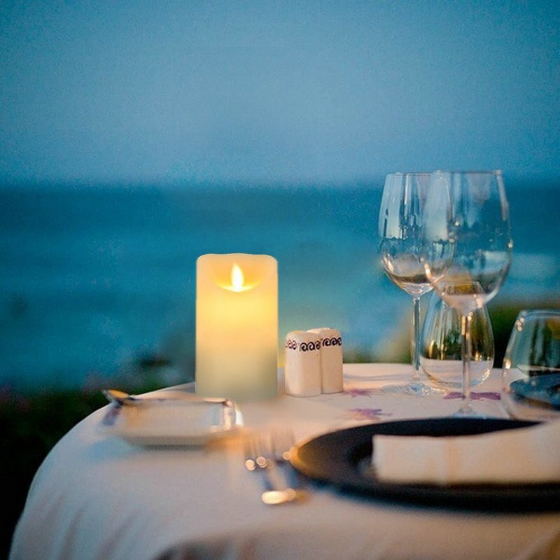 Set van 3 Flickering Pillar LED Kaars Afstandsbediening 2/4/6/8 H Timer paraffine Wax Dansen lont 12.5CM-15 CM-18 CM (H)-Amber