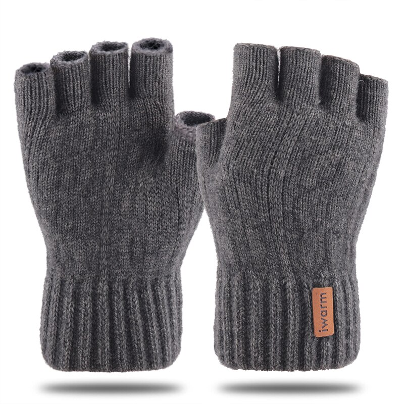 Iwarm guantes de medio dedo para mujeres y hombres guantes tejidos sin dedos Otoño Invierno mantener el calor mitones
