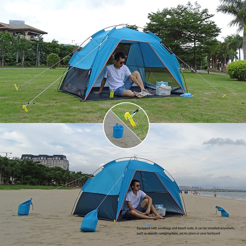 Tent-3/4 Person-Camping-Tents, Waterproof Windproof Family Tent with Removable Top Rainfly for Outdoors