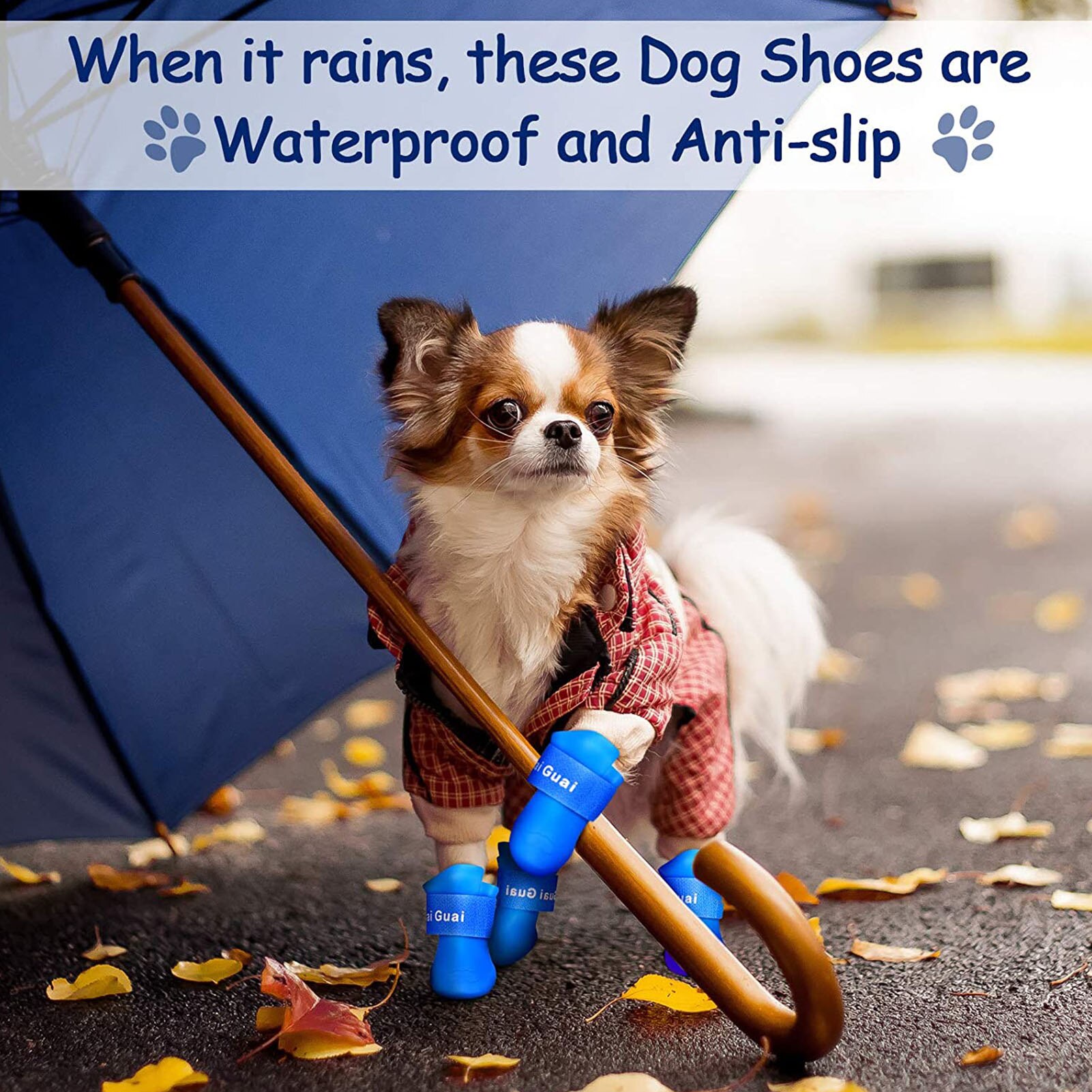Zapatos impermeables para mascotas, Botas de lluvia antideslizantes a prueba de suciedad para perros pequeños, gatos, cachorros, 4 Uds., , ,