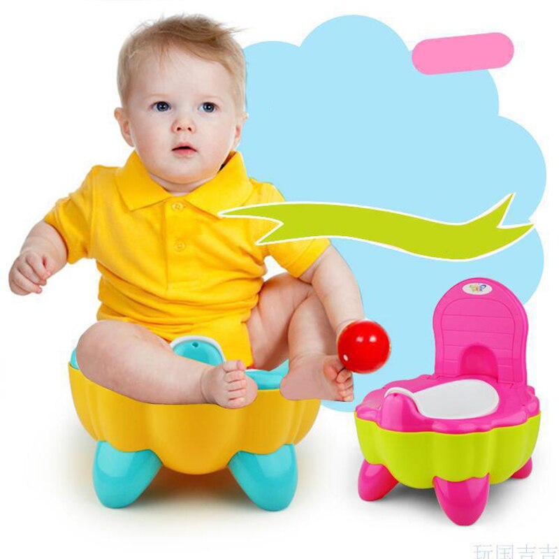 Bonita silla de bebé orinal plegable de dibujos animados para niño pequeño asiento de inodoro portátil de plástico calabaza-azul + naranja