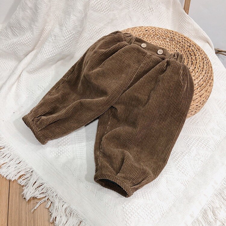 SEAUR Winterbroek voor kinderen meisjes, gevoerd, corduroy, dik, thermobroek, warm, winterbroek, joggingbroek met elastische tailleband, vrijetijdsbroek, 120-170=(110-164), beige, 134-140