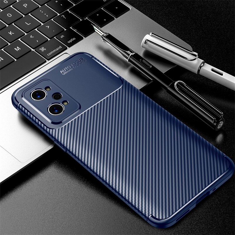 Voor Realme Gt Neo2 Case Carbon Fiber Patroon Shockproof Bumper Armor Terug Soft Tpu Cover Realmi Gt Neo 2 5G Beschermen Funda 6.62'': For Realme GT Neo2 / blue
