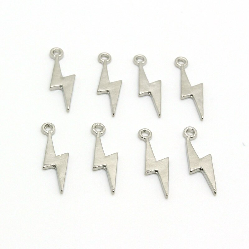 10 stk cool geometrisk legering lyn øreringe charme diy minimalistisk personlighed armbånd halskæde vedhæng smykker gøre: Sølvskyl