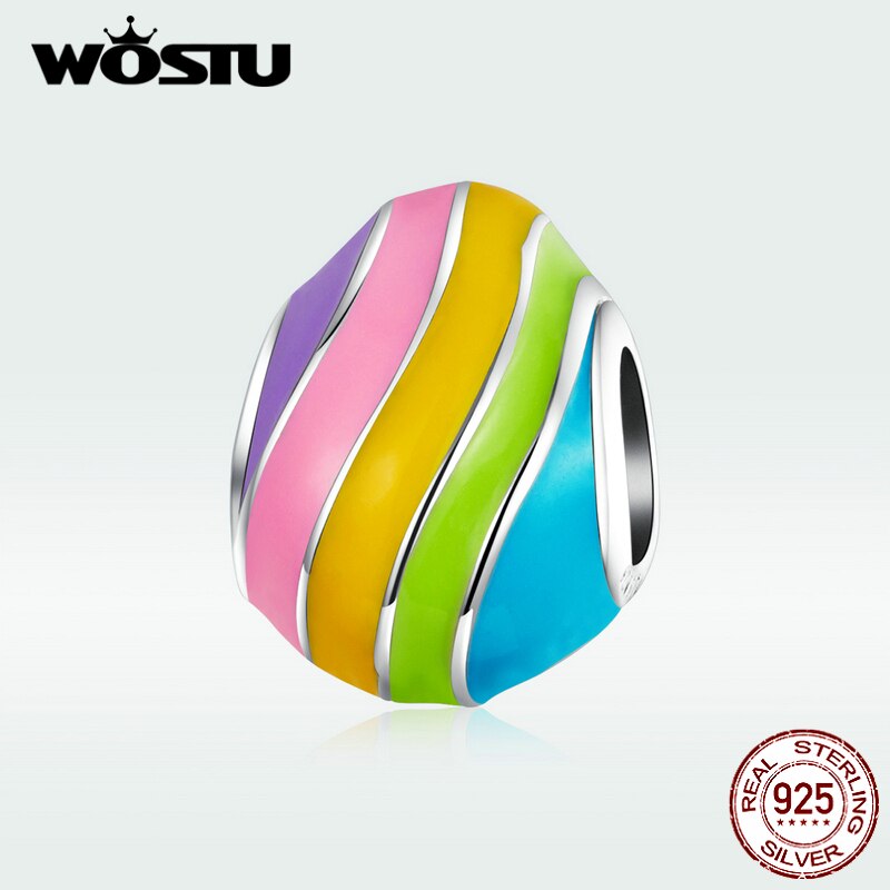 Wostu wielkanoc jajko królik prawdziwe 925 srebro wisiorki z koralikami 925 oryginalny dla bransoletka srebro 925 oryginalny tworzenia biżuterii