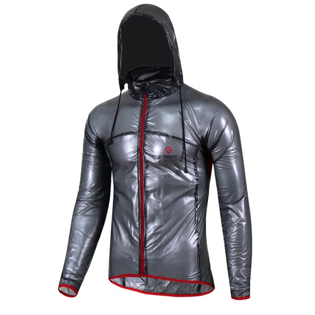 Cycling Raincoat Lightweight Waterproof Cycling Jacket MTB Bicycle Rain Jacket Outdoor Sport Windproof Cycle Clothing: Black / M