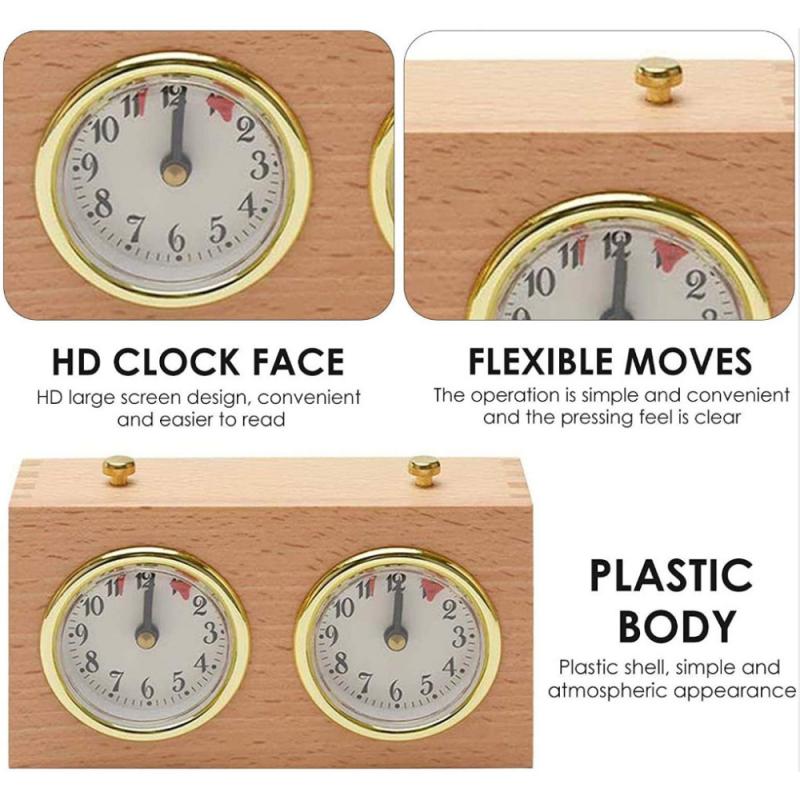 Retro Mechanical Chess Game Clock Retro Wooden Shell Chess Clock Fingertip Display Home Bedroom Bedside Decoration