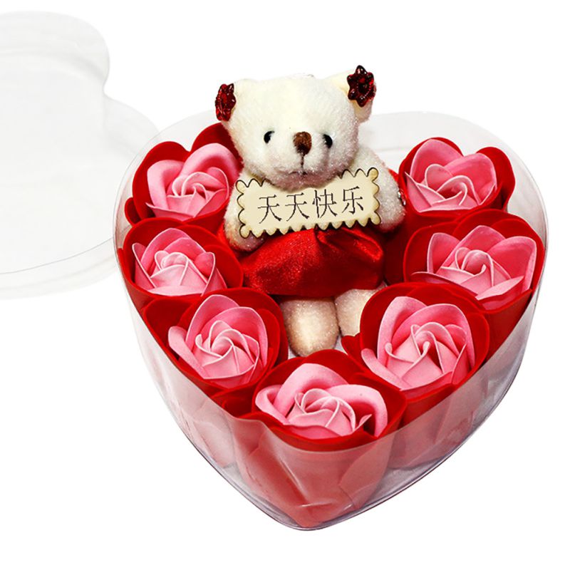 Valentijnsdag rode roos teddybeer roos kunstmatige decoratie kerst voor meisjes vrouwen valentijnsdag zeep: Aj2238r