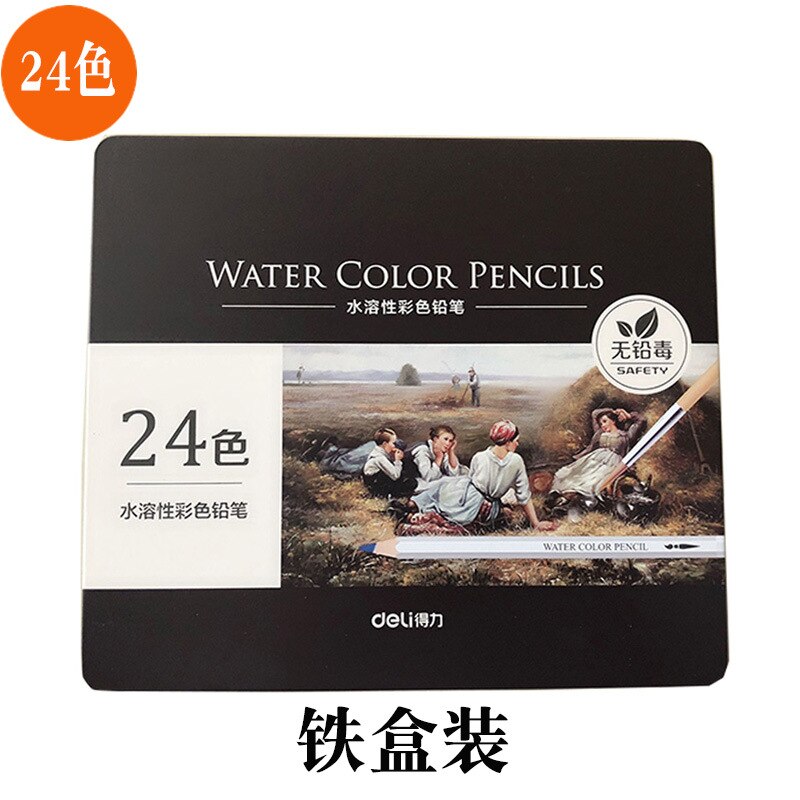 36/48/72 Aquarel Potloden Professionele Kleurpotloden 72 Aquarel Potloden Lood Water Oplosbare Kleur Potlood Set Art Supplies: 24-color tin box