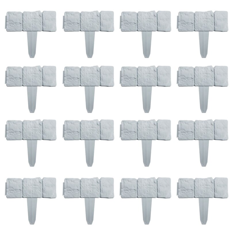 Grey Garden Fence Edging Cobbled Stone Effect Plastic Lawn Edging Plant Border Decorations Flower Bed Border
