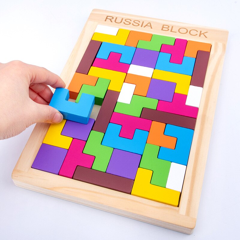 Per bambini In Legno Giocattoli Educativi Gioco di Puzzle Tetris Cubi Puzzle Del Bambino Giocattoli Per Bambini Delle Ragazze Dei Ragazzi Bambini Tetris Puzzle di Magia Tangram