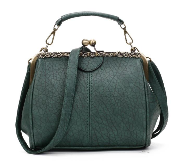Dametaske skulder håndtaske messenger tasker til kvinder klip crossbody lynlås hasp tote taske dame læder tasker: Grøn