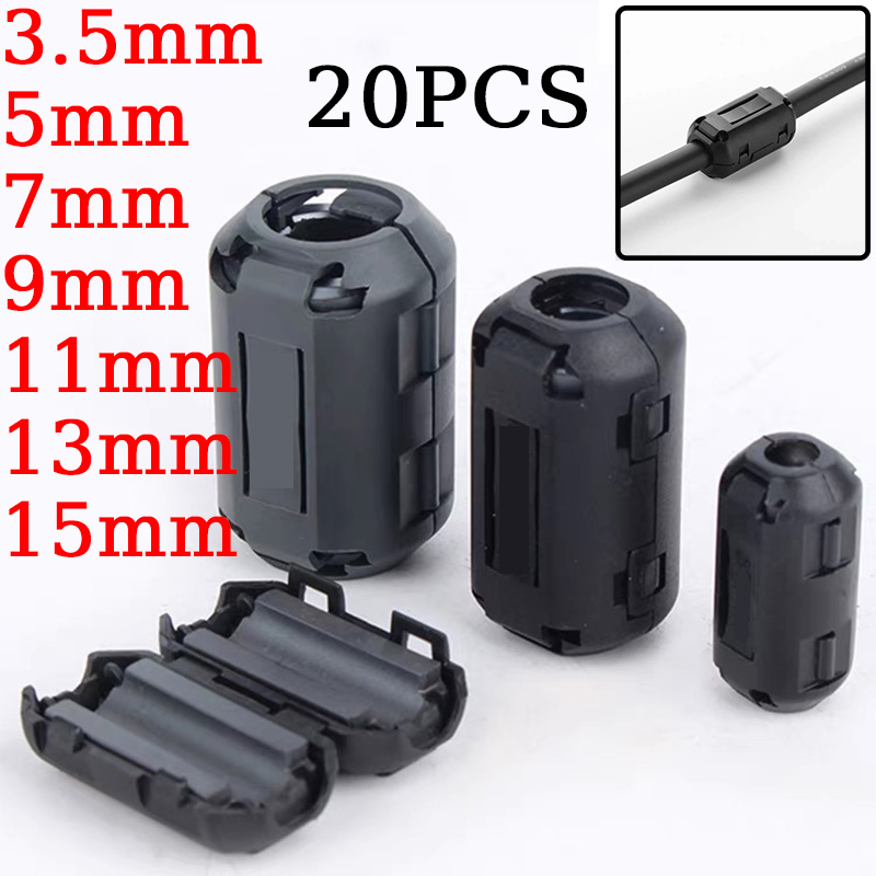 Anillo de Cable de núcleo de ferrita, cuenta de estrangulación de 3,5/5/7/9/13/15mm, filtro supresor de ruido RFI EMI para antena USB, Cable de Audio compatible con HDMI
