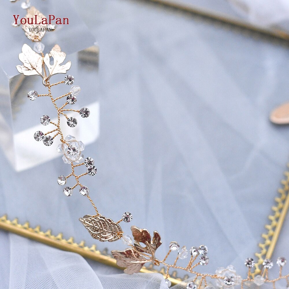 YouLaPan SH122 cinturón de boda dorado hojas doradas vestido de boda cinturón con cristales cinturón nupcial accesorios de vestido de novia cinturón de novia