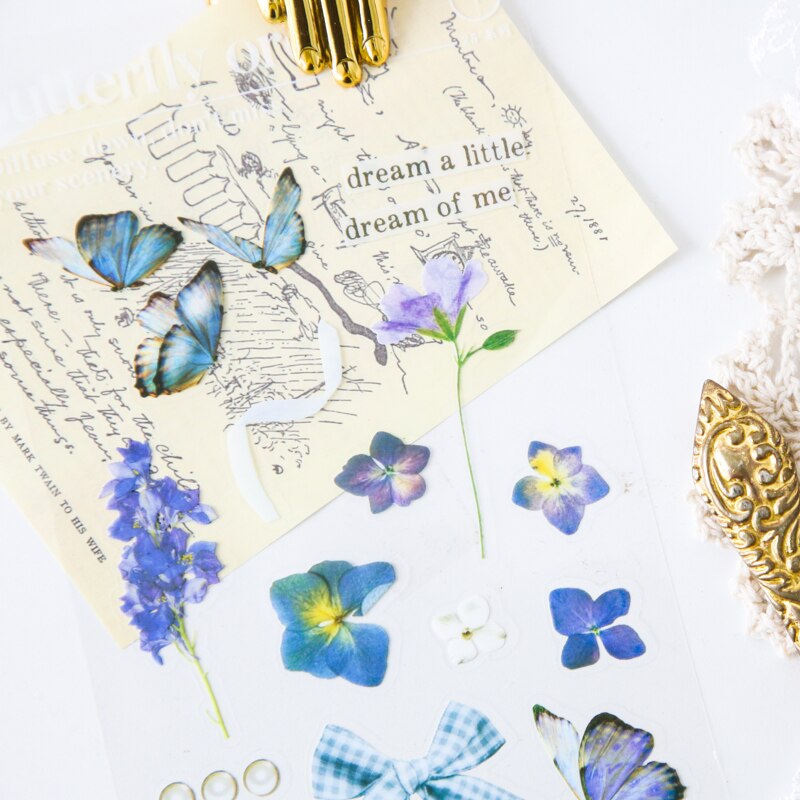 1pcs/stationery sticker cute aesthetic kawaii stickers planner korean art supplies butterfly stickers flake color stickers