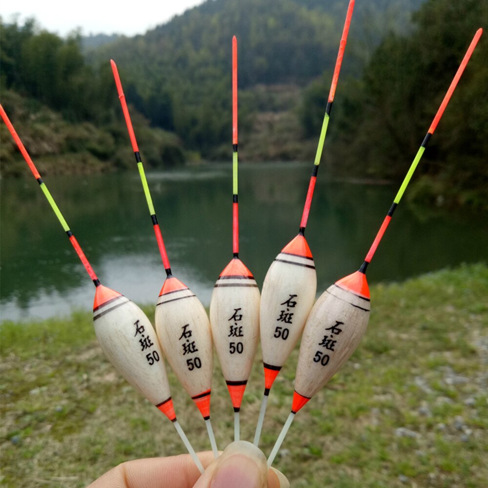 5pcs Fishing Floats Weight Tail Bobber Paulownia Wood Float Slip Fishing Bobber Fishing Lure Fish Tools Fishing Accessories