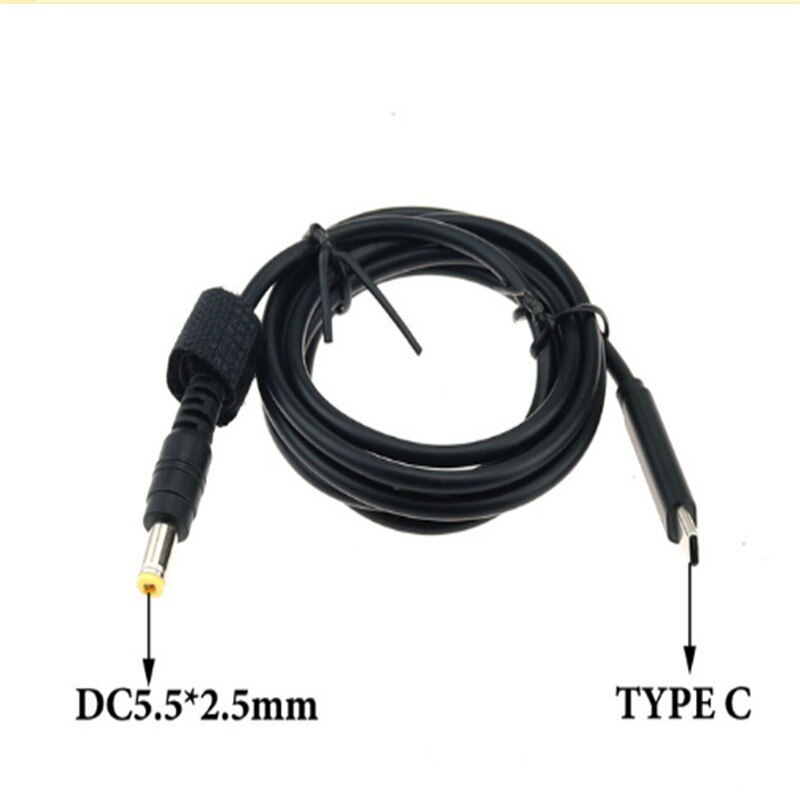 65w usb type-c laptop power adapter charging cable dc jack plug dual e-mark chip converter for hp, lenovo, and dell laptops: 5.5-2.5mm