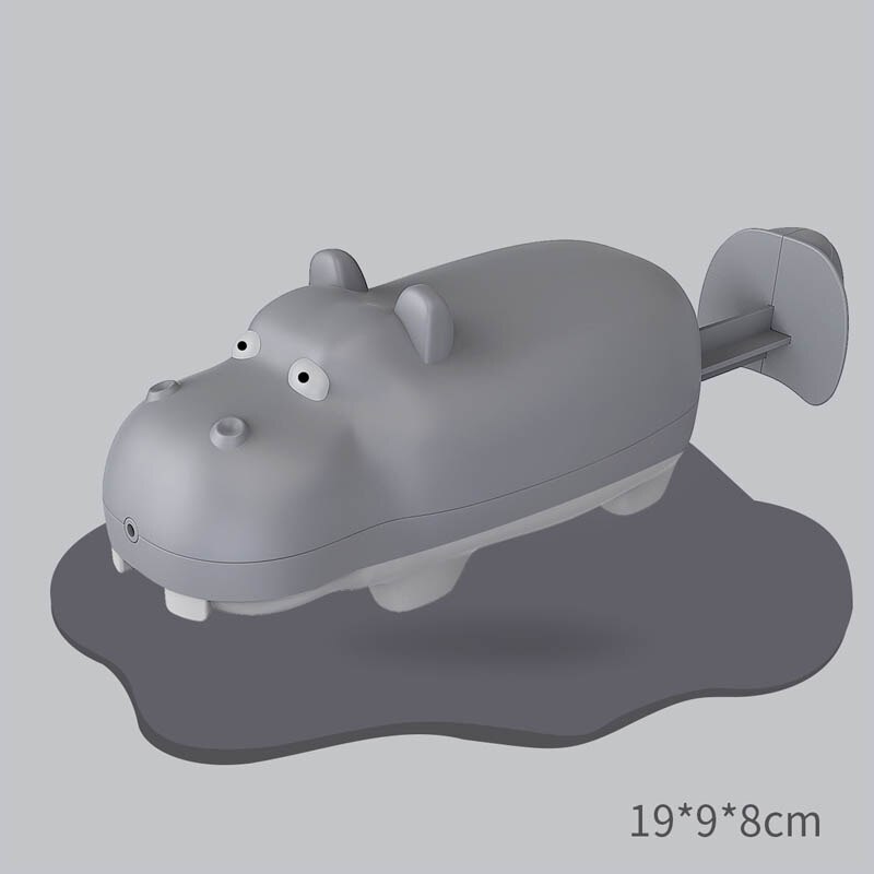 1PC Eco-friendly Material Bathtub Showers Toys Cute Animal Baby Bath Toy Knocker Shower Floating Toys: gray hippopotamus