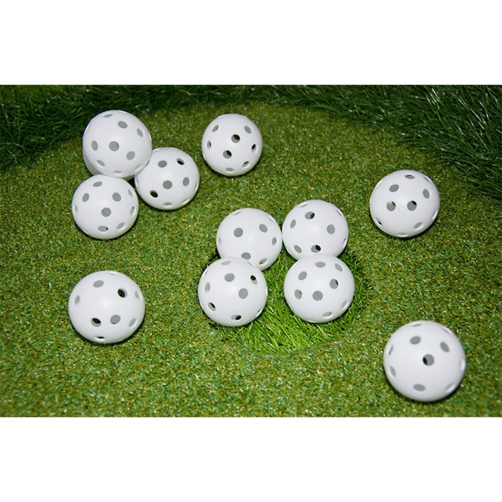 24pcs Perforated Plastic Play Balls Hollow Golf Practice Training Sports Balls (White)