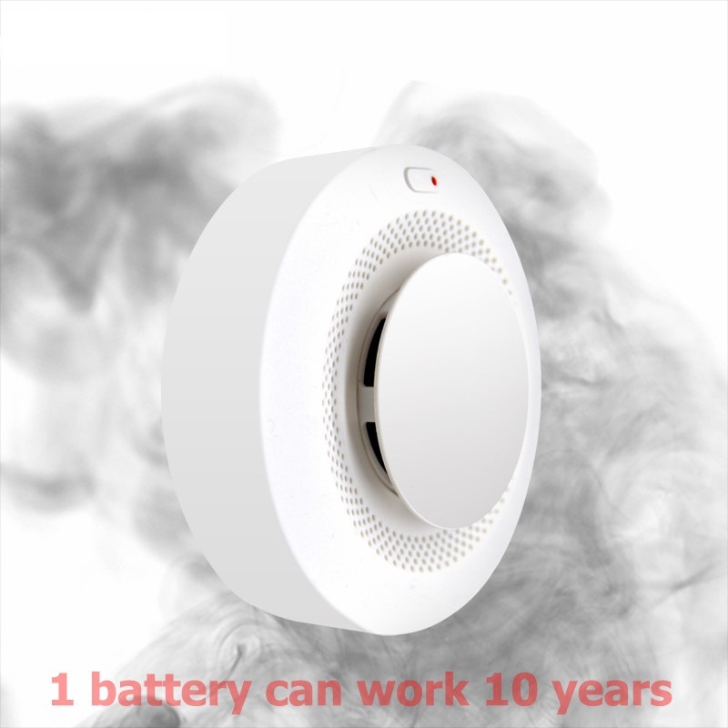 433MHz Wireless Smoke Detector Battery Power Smoke Sensor Fire Alarm System with 10 Years of Battery Life Time for Burglar Alarm