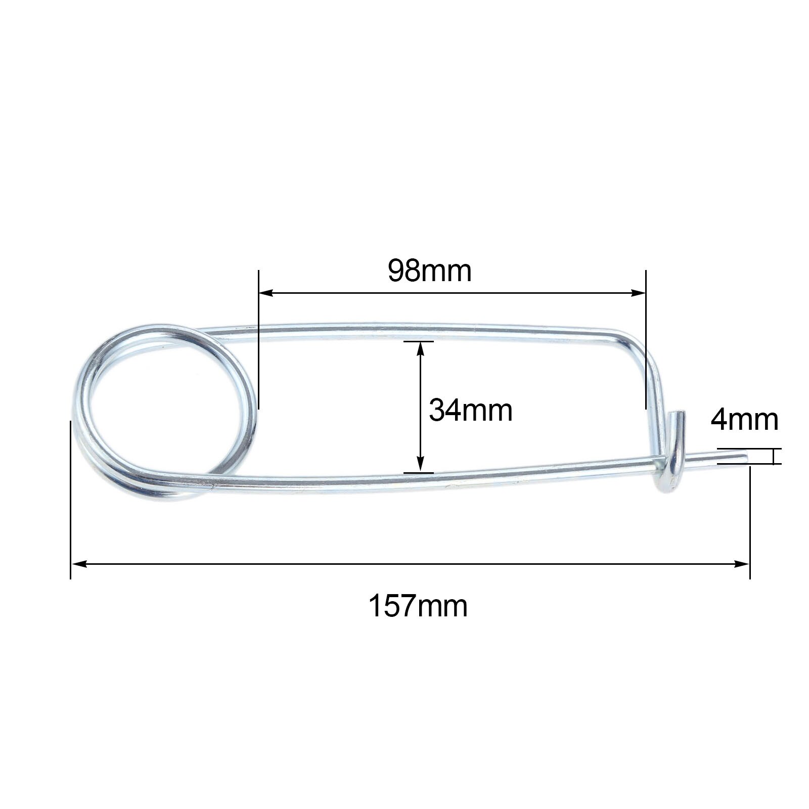 Pasadores de seguridad con forma de broche de acero, 10 piezas, pasador de resorte, cierre rápido, cierre para granja, césped, enganche de jardín, 2x45x15mm: 4X98X34mm 1pc