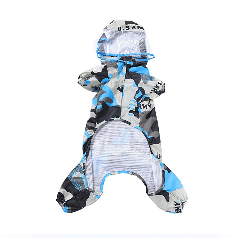 Blue Small Dogs Outdoor Raincoat Poncho Pet Dog Water-Proof Clothes with Hood Lightweight Rain Windproof Jacket Pet Supplies: camouflage / S