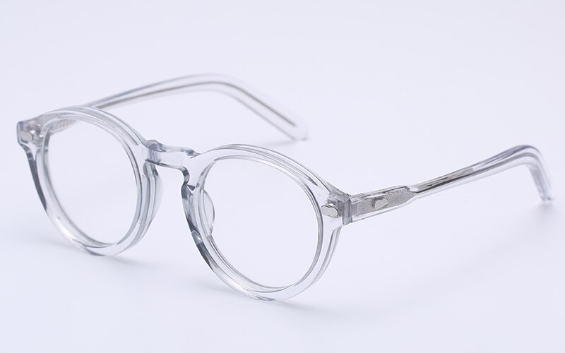 Små runde optiske briller stel mænd kvinder johnny depp briller computer gennemsigtig brille mærke acetat vintage stil: Gennemsigtig