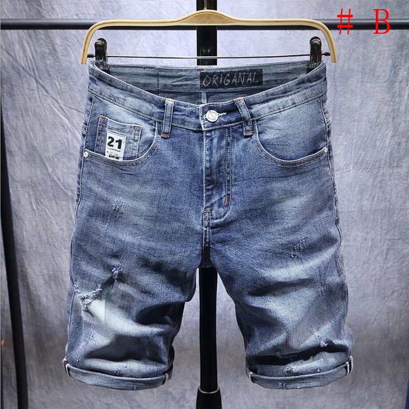 Rekbare jeans heren denim shorts heren casual shorts midi broek korte jeans casual broek rip jeans heren shorts heren jeans
