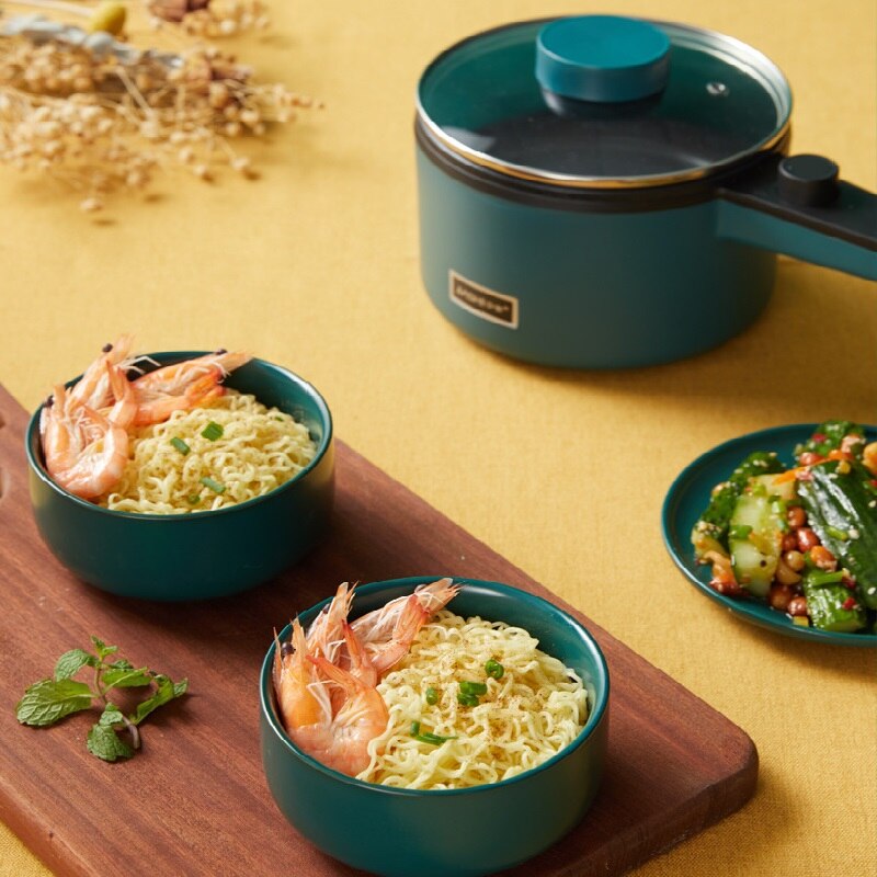 700W Electric Cooking Pot Portable Pot Rice Cooker Multicooker Ceramic Liner Smart Electric Skillet Single/Double Layer 1.6L