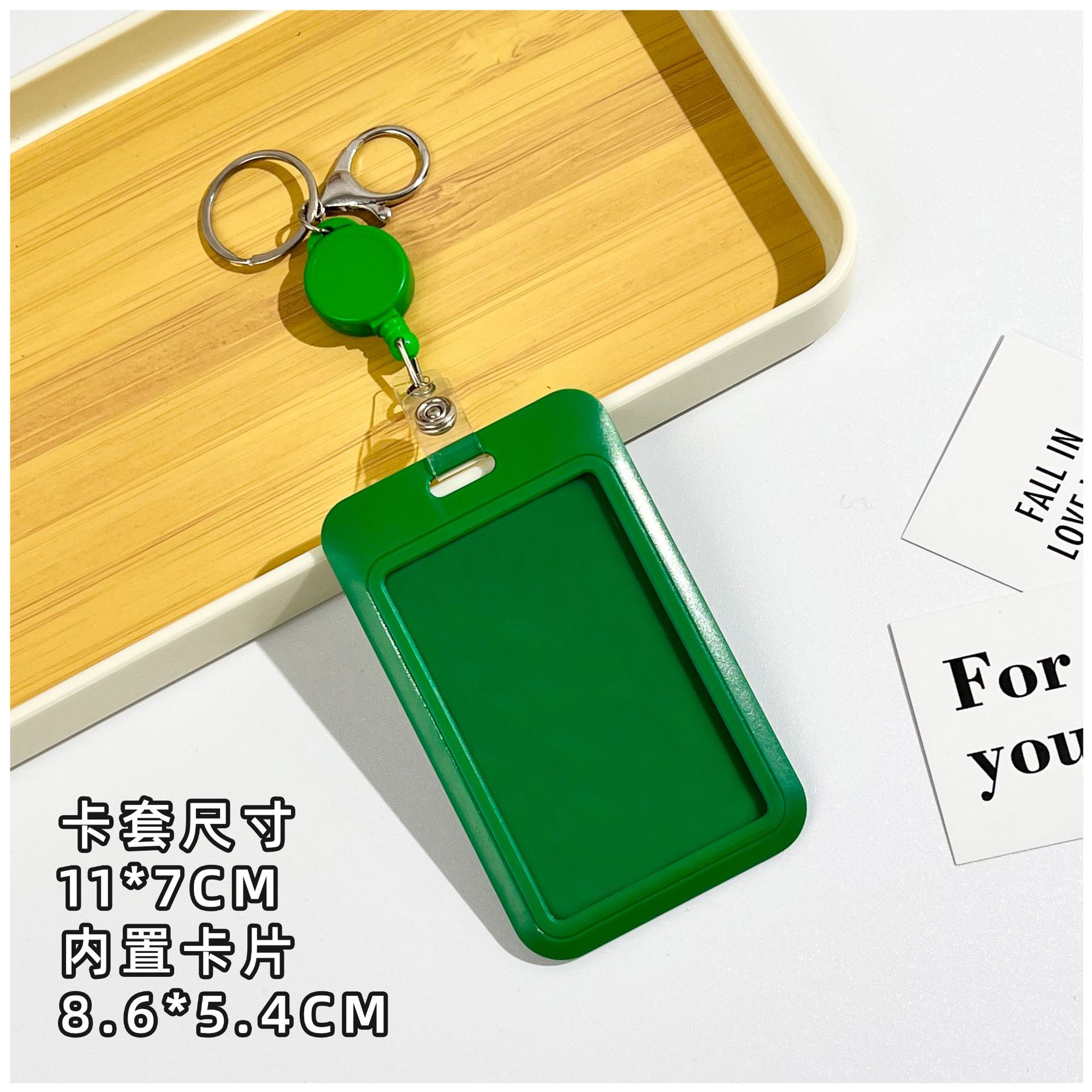 Suporte de crachá de identificação com carretel de crachá porta-cartão retrátil chaveiro nome crachá clipe de manga de cartão de identificação: Rosa Vermelha