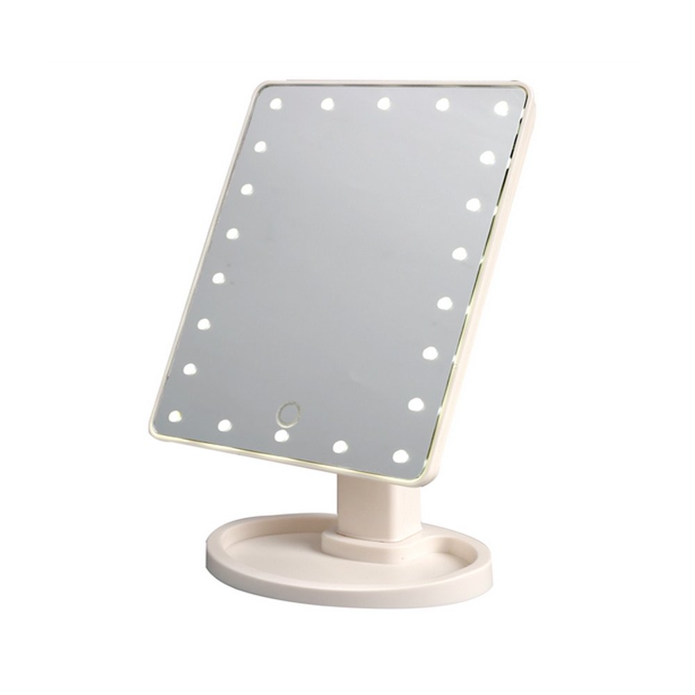 22 LED Lights Makeup Mirror Touch-sensitive Control Led Vanity Mirror Portable 360 Degree Rotation Intelligent LED Makeup Mirror