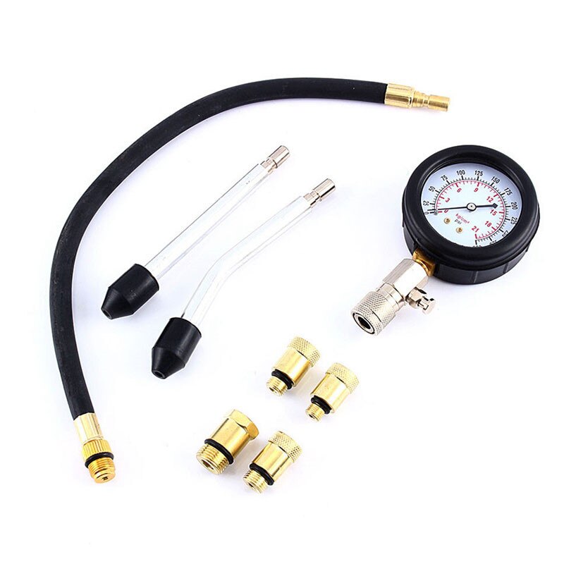 Compressie Tester Manometer Tester Kit Motor Auto Benzine Gas Motor Cilinder Auto Motorfiets Manometer Met Adapter