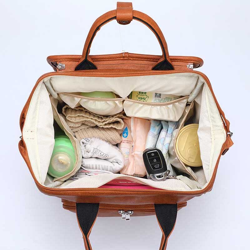 PU Leather Mummy Maternity Nappy Bags With Changing Pad Stroller Storage Bag Nursing Bag for Baby Care