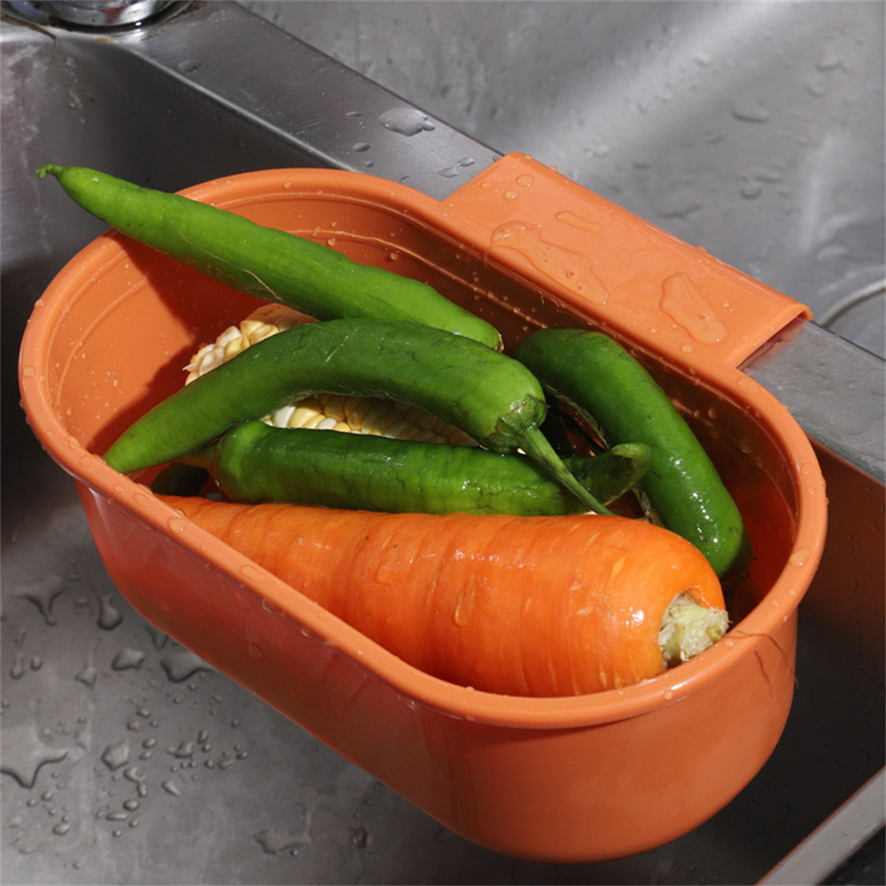 Cesta de drenaje de plástico para el hogar, soporte ajustable para fregadero de cocina, esponja de jabón, cesta colgante, bolsa de escurridor, accesorios de cocina