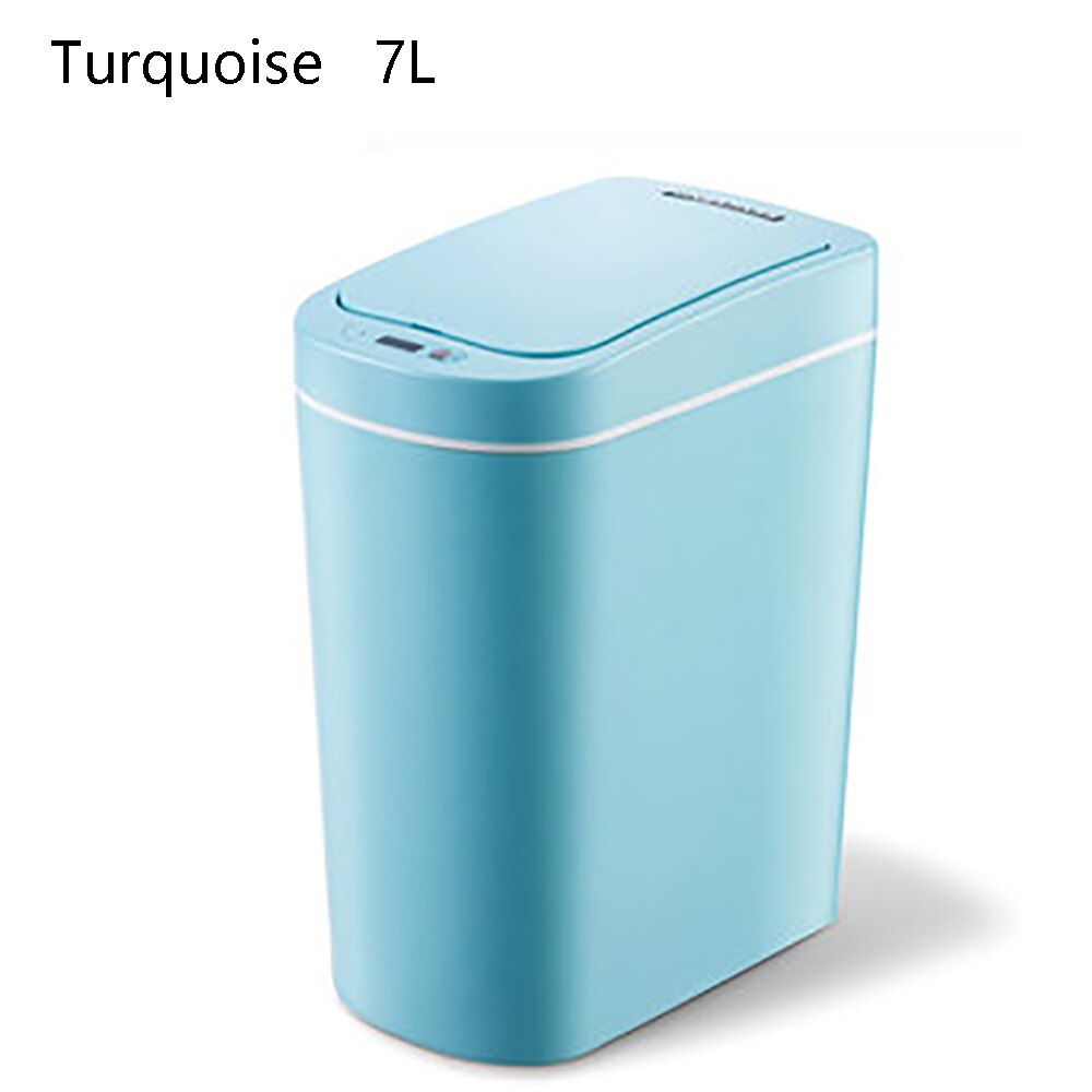 Ninestars slimme prullenbak met bewegingssensor, automatische afdichting, led-inductiedeksel, 7l asbakken, ipx 3 waterdicht: Turkoois